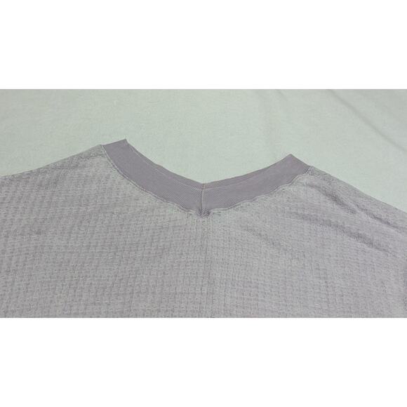 Free People We The Free Size Small Southside Thermal Top Oversize V-Neck Waffle - Picture 5 of 13